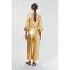 Culotte Metallic Linen Pants, Gold - Pants - 4