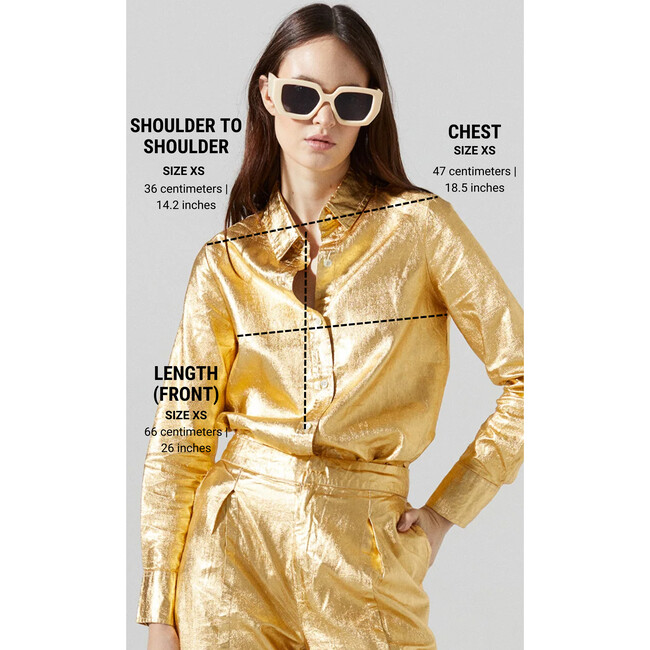 San Marino Metallic Linen Shirt, Gold - Blouses - 6