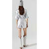Frida Metallic Linen Shorts, New Silver - Shorts - 2 - thumbnail