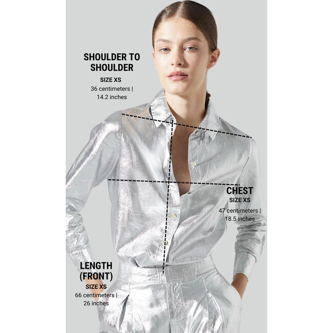 San Marino Metallic Linen Shirt, Silver Metallic - Blouses - 5