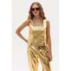 Mei Metallic Linen Top, Gold - Blouses - 2
