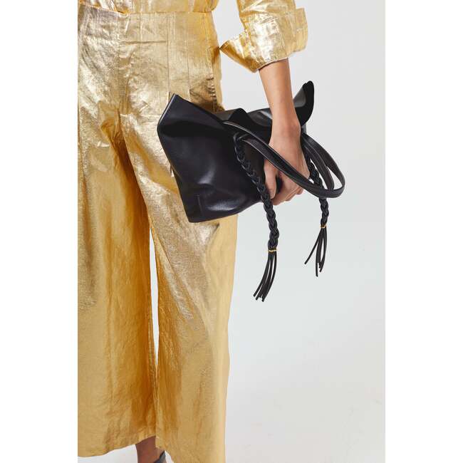 Culotte Metallic Linen Pants, Gold - Pants - 5