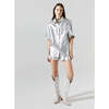 Frida Metallic Linen Shorts, New Silver - Shorts - 4 - thumbnail