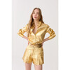 Frida Metallic Linen Shorts, Gold - Shorts - 1 - thumbnail