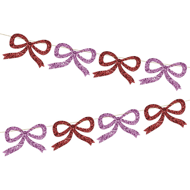 Red & Pink Glitter Bow Garland - Garlands - 1
