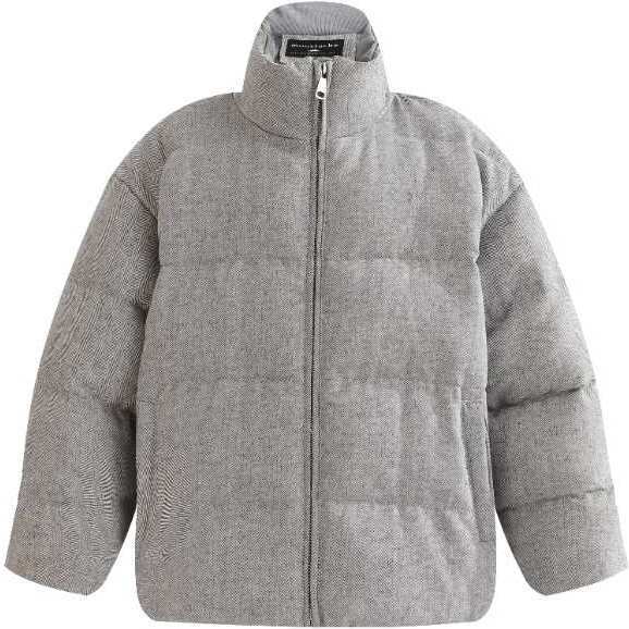 Puffer Jacket with High Collar, Gray