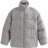Puffer Jacket with High Collar, Gray - Jackets - 1 - thumbnail