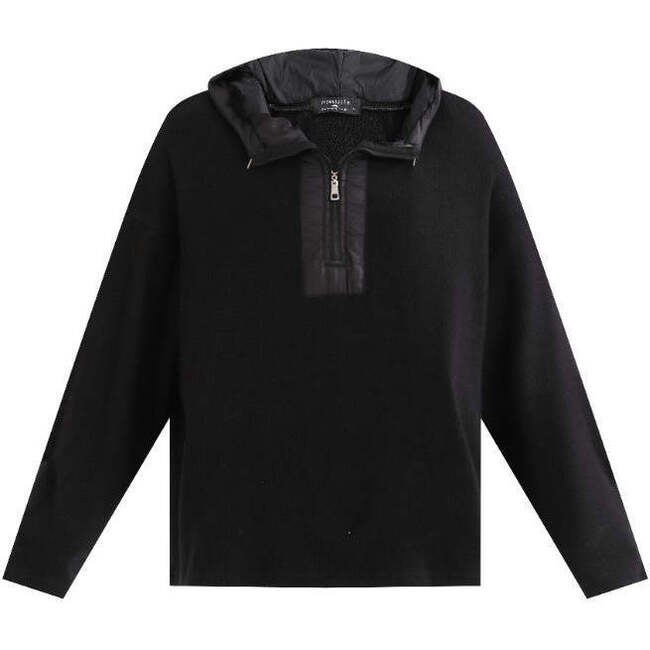 Ribbed Half-Zip Sweater, Black