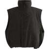 Grid-Pattern Quilted Vest, Black - Vests - 1 - thumbnail