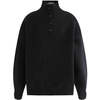 Button-Up Ribbed Sweater, Black - Sweaters - 1 - thumbnail