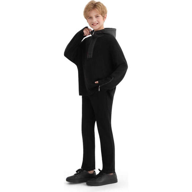 Ribbed Half-Zip Sweater, Black