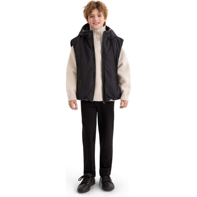 Hooded Puffer Vest, Black