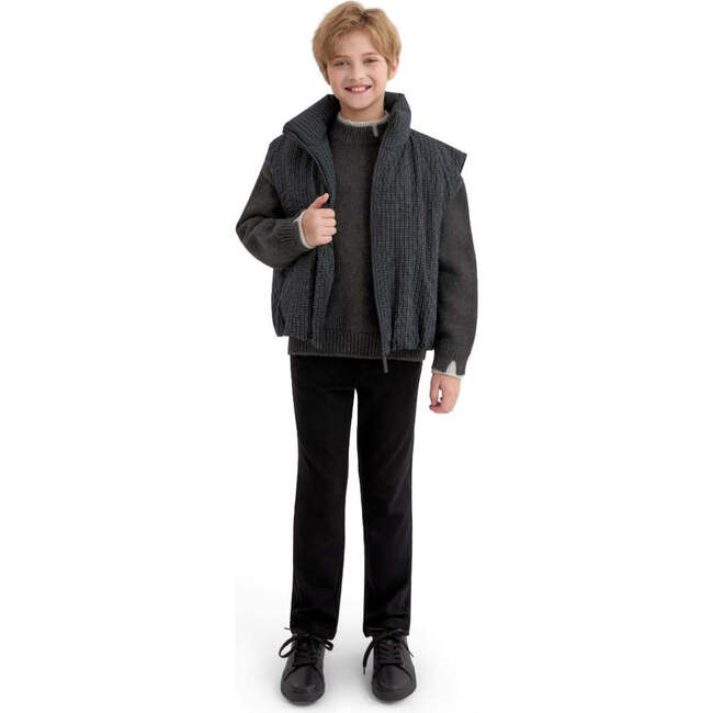 Grid-Pattern Quilted Vest, Black