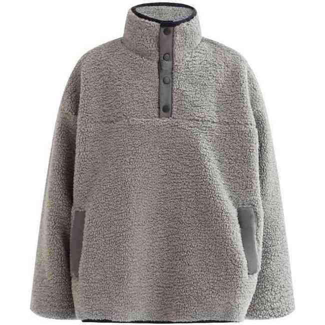 Sherpa Fleece Pullover, Gray