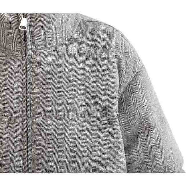 Puffer Jacket with High Collar, Gray - Jackets - 3