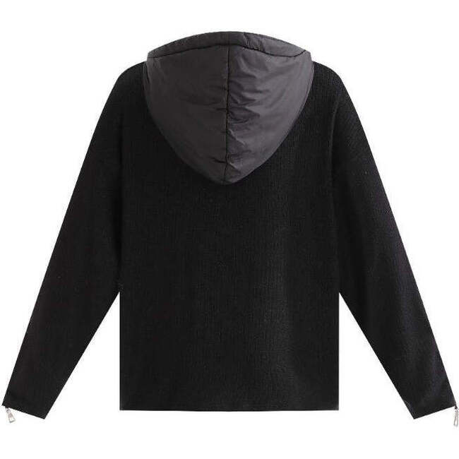Ribbed Half-Zip Sweater, Black - Sweaters - 4