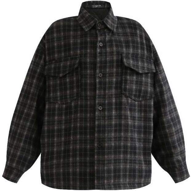 Plaid Flannel Shirt, Black