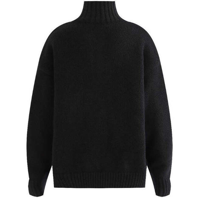 Button-Up Ribbed Sweater, Black - Sweaters - 4