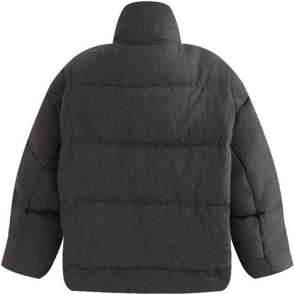 Puffer Jacket with High Collar, Black - Jackets - 4