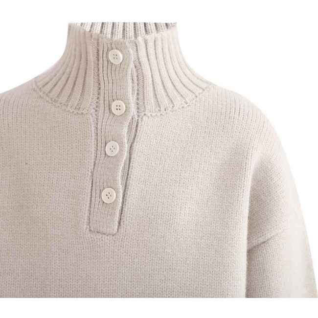 Button-Up Ribbed Sweater, Beige - Sweaters - 3
