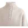 Button-Up Ribbed Sweater, Beige - Sweaters - 3 - thumbnail