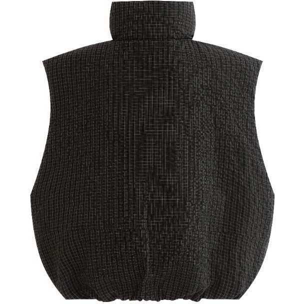 Grid-Pattern Quilted Vest, Black - Vests - 4