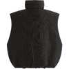 Grid-Pattern Quilted Vest, Black - Vests - 4