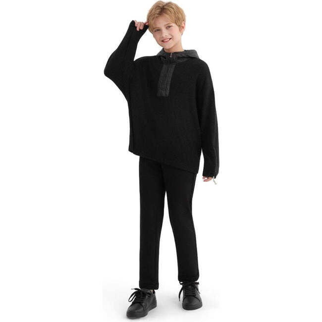 Ribbed Half-Zip Sweater, Black - Sweaters - 6