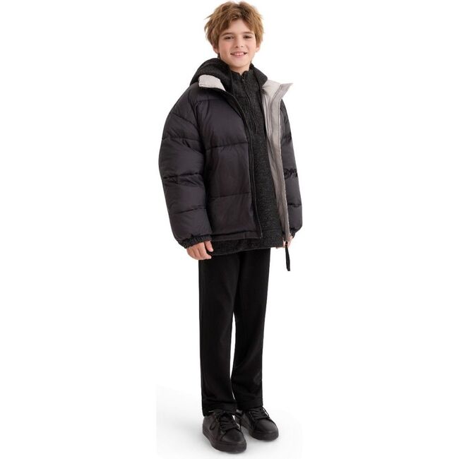 Quilted Puffer Jacket, Black - Jackets - 5