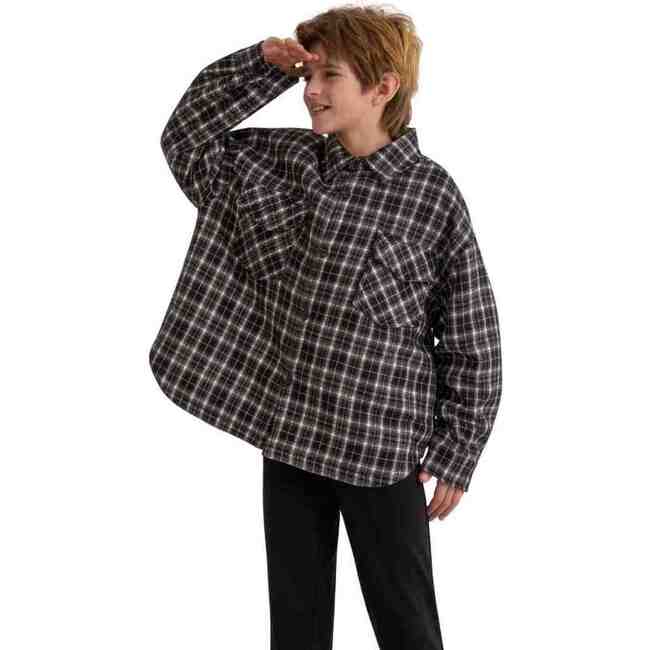 Plaid Flannel Shirt, Gray - Button Downs - 5