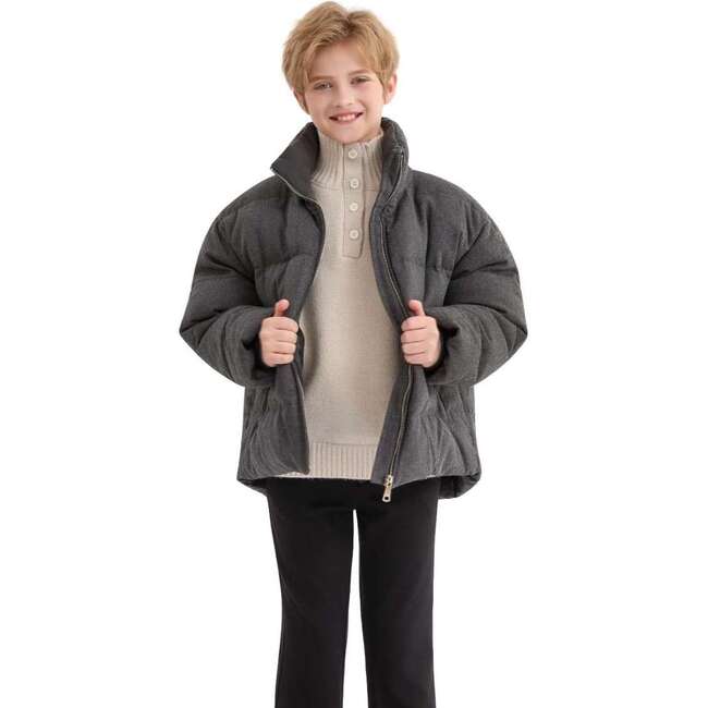 Puffer Jacket with High Collar, Black - Jackets - 5