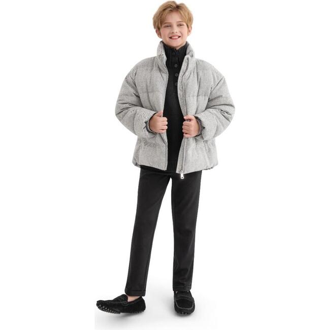 Puffer Jacket with High Collar, Gray - Jackets - 5