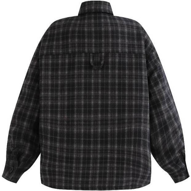 Plaid Flannel Shirt, Black - Button Downs - 4