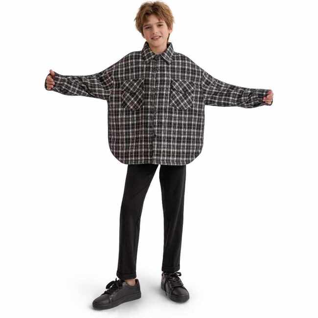 Plaid Flannel Shirt, Gray - Button Downs - 6