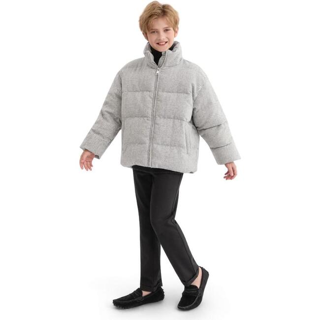 Puffer Jacket with High Collar, Gray - Jackets - 6