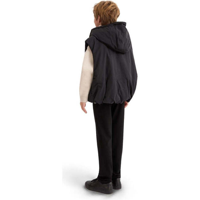 Hooded Puffer Vest, Black - Vests - 7