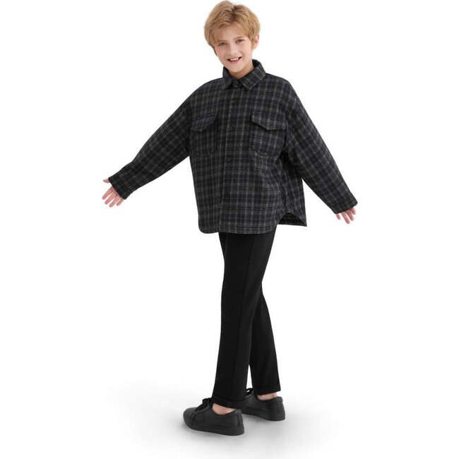 Plaid Flannel Shirt, Black - Button Downs - 6
