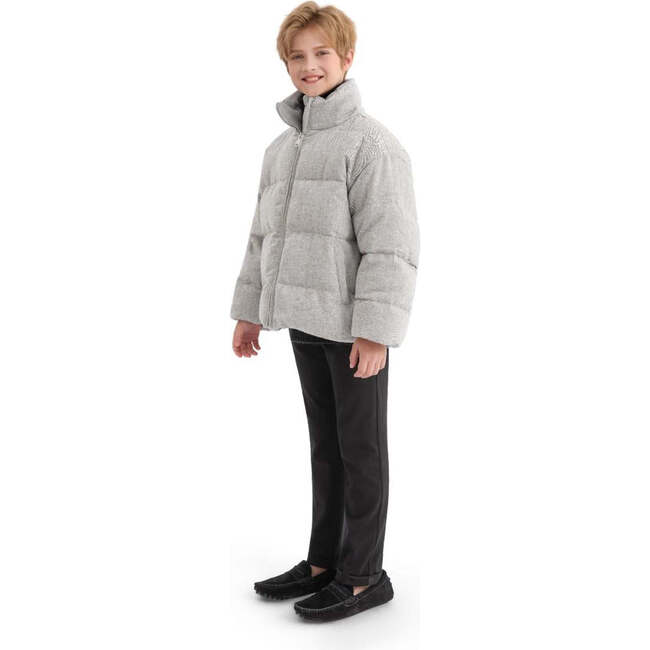 Puffer Jacket with High Collar, Gray - Jackets - 7
