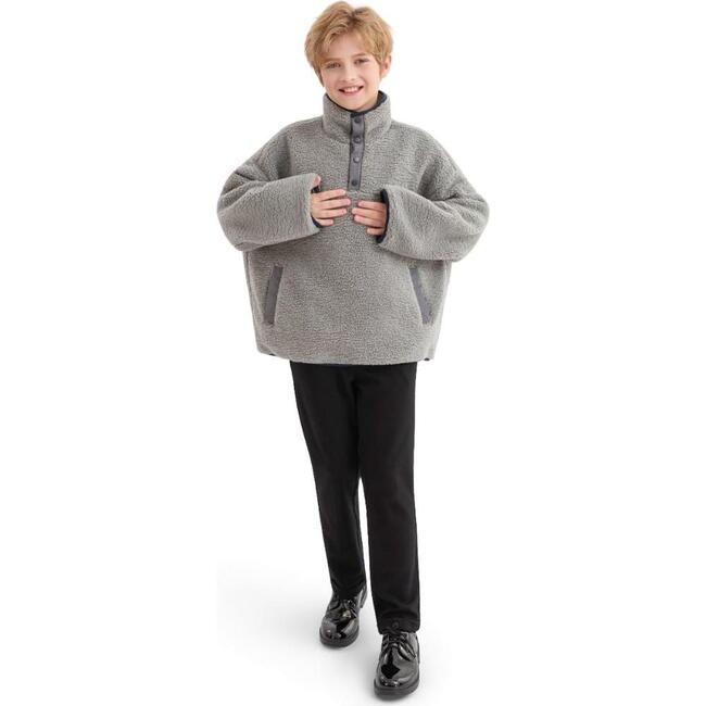 Sherpa Fleece Pullover, Gray - Sweatshirts - 5