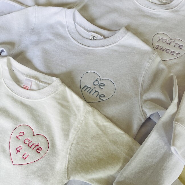 "2 cute 4 u" Classic Crewneck Fleece, White