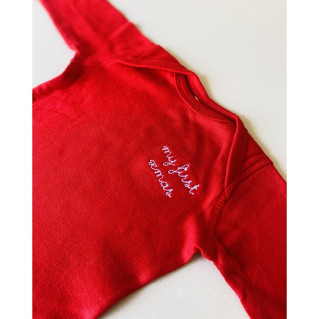 "My First Xmas" Baby Onesie, Red