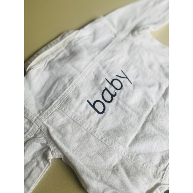 "baby" Embroidered Denim Jacket, White And Black