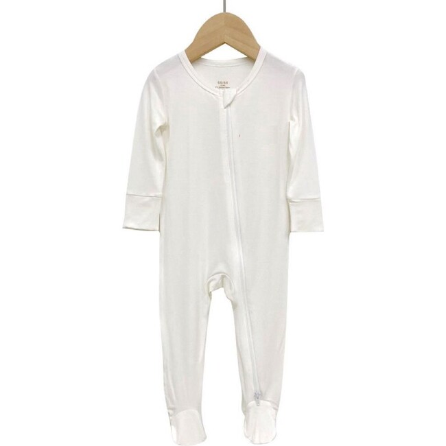 Baby Personalized Long Sleeve Footie, White