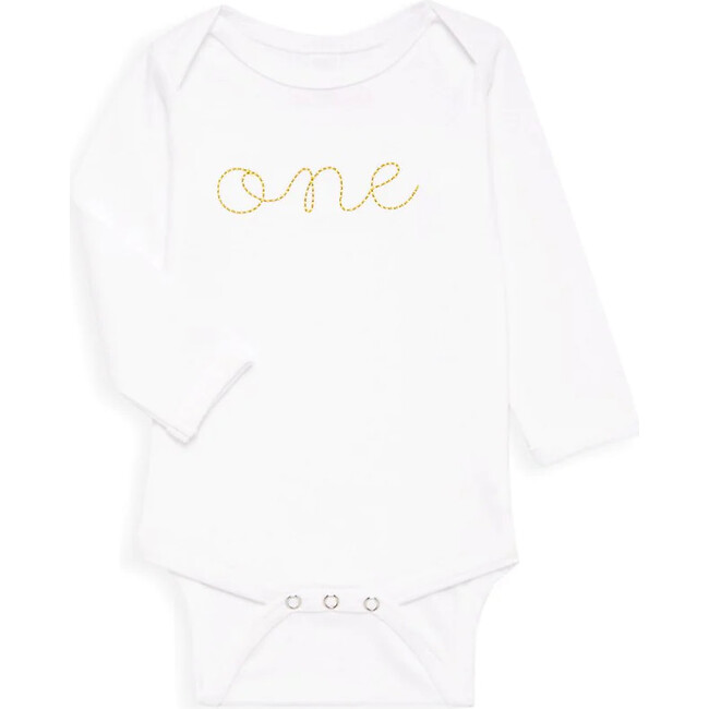 Baby One Long Sleeve Onesie, Metallic Gold