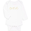 Baby One Long Sleeve Onesie, Metallic Gold - Onesies - 1 - thumbnail