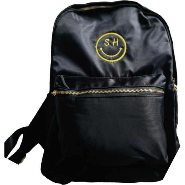 Personalized Smiley Embroidered Backpack, Black