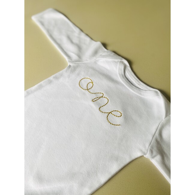 Baby One Long Sleeve Onesie, Metallic Gold