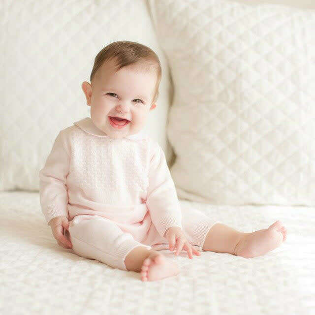 Girls Pique Collar Knit Longall with Hat Pink