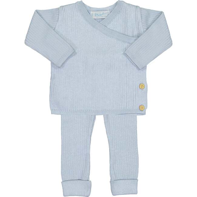 Ribbed Knit Wrap Set Powder Blue