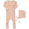 Scallop Trimmed Rib Knit Romper & Bonnet Ivory - Mixed Apparel Set - 1 - thumbnail